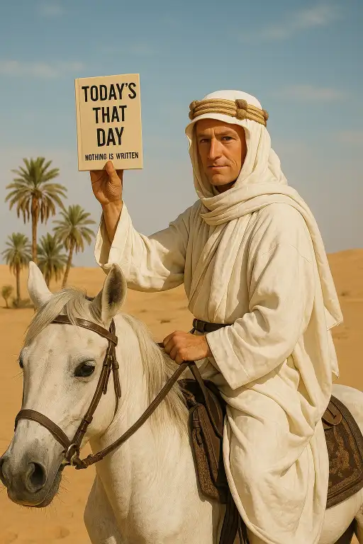 Desert nomad with message in hand